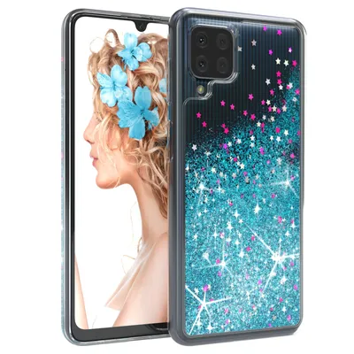 Produktbild von EAZY CASE - Glitzer Hülle kompatibel mit  Samsung Galaxy M22 / M32 / A22 4G Glitzer Schutzhülle, Soft Case, Backcover Transparent mit Motiv