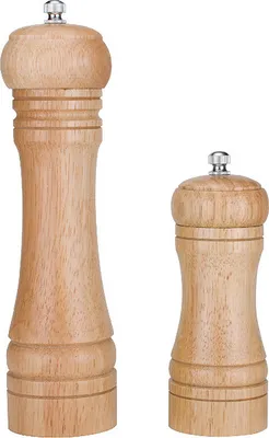 Image de CANDeal Lot de 2 moulins à sel et à poivre réglables en bois, moulin à épices à secouage manuel en céramique avec brosse de nettoyage en 1 partie