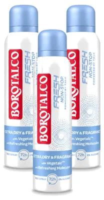 Image de 3 sprays déodorants Borotalco Fresh Non-Stop - 150 ml - Pack avantage - 3 pièces