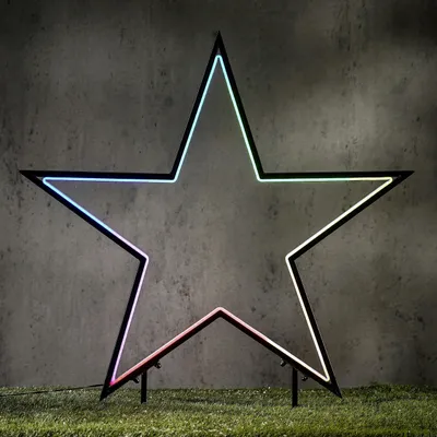 Produktbild von Garden d'light Neon Gartenstecker LED Stern Eisen schwarz Ø 90 x 102 cm RGB mit Timer