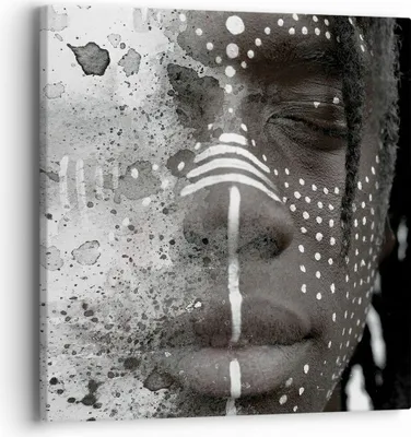 Produktbild von Bild auf Leinwand - Leinwandbild - Einteilig - Afrikanisch Autochthon Gesicht - 40x40cm - Wand Bild - Wanddeko - Wandbilder - Leinwanddruck - Bilder - Wanddekoration - Leinwand bilder - AC40x40-4788