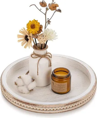 Immagine prodotto di Cassetti decorativi in legno, rotondi - Stile rustico - 1 pezzo - Bianco