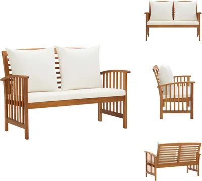 Image de vidaXL Banc de jardin avec coussin 119 cm Bois massif acacia - Bancs de jardin