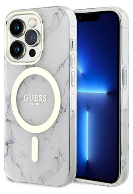 Produktbild von Guess iPhone 13 Pro Back cover case - Magsafe IML marble - White