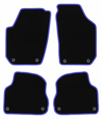 Image de Tapis de sol en moquette pour Skoda Fabia II 2007-2014 (à hayon/break) – jeu 4 pièces, noir/bleu, sur mesure – Wielganizator CARLUX – version W0830