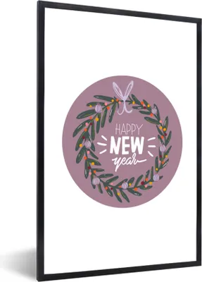 Produktbild von MuchoWow® Gerahmtes Poster Sprichwörter - Zitate - 'Frohes neues Jahr 60x90 cm - Poster mit Schwarzem Bilderrahmen Wandposter Rahmen Foto Bilder - Kunst