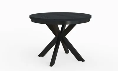 Produktbild von 4ALLHOME Esstisch Kama Rund 100 cm, 1 zusätzliche Tischplatte, Tisch, Küchentisch, Esszimmertisch mit Metallgestell, Holz, Natur, Speisetisch, Schwarz