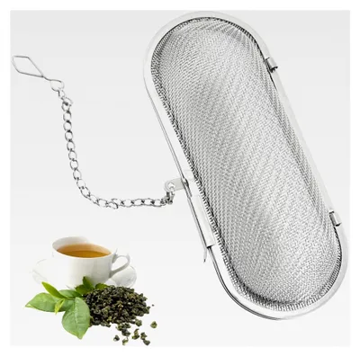 Produktbild von Teesieb, Gewürzkugel, Gewürzsieb zum Mitkochen, 110x45x45mm, Rostfreier Edelstahl, Silber