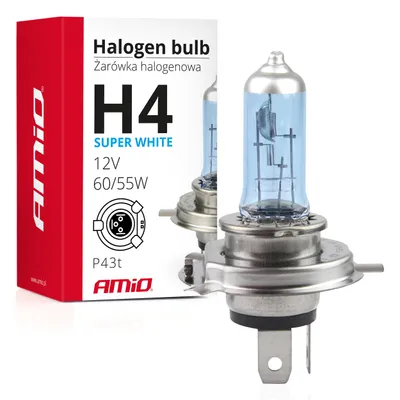 Obrázek produktu pro Halogenová žárovka AMiO H4 12V 60/55W s UV filtrem (E4) Super White