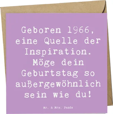 Produktbild von Mr. & Mrs. Panda Grußkarte Spruch 1966 Geburtstag - Lavendeltraum - Geschenk, Glückwunschkarte, doppelkarte, feiern, Klappkarte, Happy Birthday, Alter, Erinnerungen