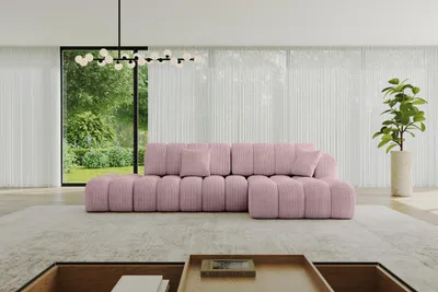 Produktbild von ALTDECOR Ecksofa mit Schlaffunktion und Bettkasten OLEA-L2-S - 321x164x75cm Rosa - Corner Sofa Eckcouch Couch L-Form, links/rechts angeordnet Schlafcouch Ausziehbar Wohnlandschaft