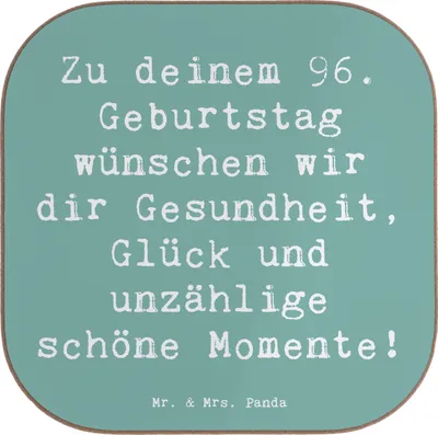 Produktbild von Mr. & Mrs. Panda Untersetzer für Gläser Spruch 96. Geburtstag - Meeresbrise - Geschenk, Geburtstagsgruß, Tischuntersetzer, Glückwunsch, Leben feiern, Dankbarkeit, Coaster