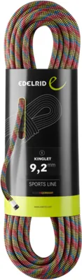 Edelrid Kinglet 92mm Kletterseil in buntem Design; verpackt mit Informationen zur Sports Line.