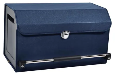 Image de Organisateur de coffre pliable en cuir avec couvercle, 45 litres, bleu, 52x29x31 cm