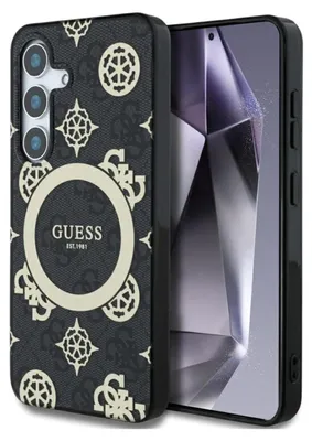 Immagine prodotto di Etui Guess 4G sfondo oro placcato Peonia modello Magsafe fare Samsung Galaxy S25 Czarny