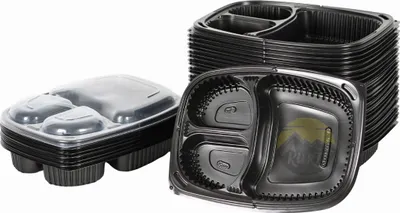 Produktbild von KURTT Mahlzeitbehälter 3-fach 20 Stück Mikrowellenbehälter 1250ml - Frischhaltebehälter - Plastikbehälter - Mikrowellengeeignet, spülmaschinenfest