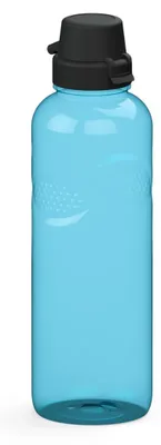 Obrázek produktu pro Láhev Carve 1 l – Není náchylná k úniku a má bezpečné výstupky pro uchopení – láhev vhodná pro děti, do školy a na sport – průhledná modrá/černá