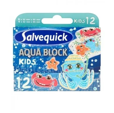 Zdjęcie produktu dla Wodoszczelne Plastry Dla Dzieci Salvequick Aqua Block 12 Sztuk