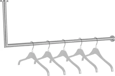 Produktbild von Edelstahl Garderobenstange Kleiderstange L-Form Kleiderlüfter Wäschestange Haken 30x110cm