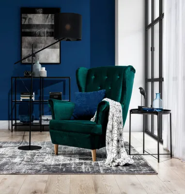 Productafbeelding van Loungestoel, orenmodel, clubfauteuil, designmeubels, tv-bank, stoel, fluweel, gestoffeerde zitting