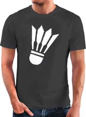 Produktbild von Herren T-Shirt Sport-Motiv Badminton Federball Aufdruck Bedruckte SportkleidungMoonworks® anthrazit S