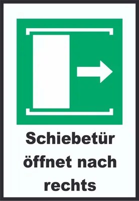 Produktbild von Schiebetür öffnet nach rechts A2 Rückseite selbstklebend Schild