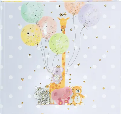 Produktbild von goldbuch 50 403 Babytagebuch Balloon Party, Tagebuch für Neugeborene, Erinnerungsalbum mit 100 illustrierten Seiten, Kunstdruck Einband mit tierischem