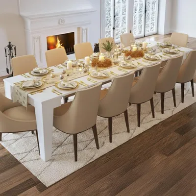 Immagine prodotto di Dmora Consolle Allungabile Gizio 305.6x90x75.2h cm Bianco, 12 Posti Allungabile