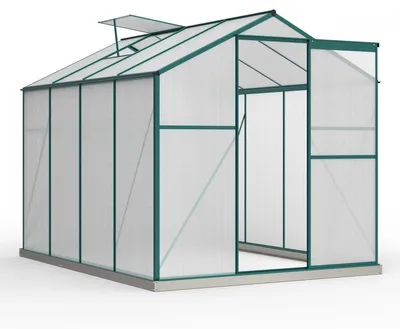 Produktbild von Aluminium Gewächshaus 190x253cm mit Fundament Dachfenster Schiebetür für Pflanzen