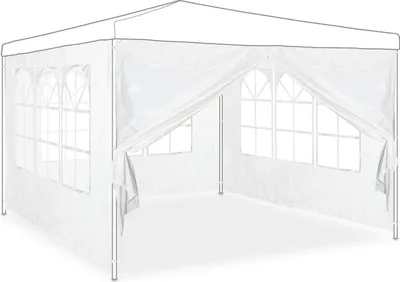 Immagine prodotto di Relaxdays Pareti laterali per gazebo, set da 4 pezzi, 2x3 m, pannelli laterali con finestra e cerniera, impermeabili, in PVC e PE, bianco
