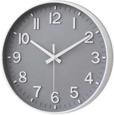 Image de Horloge murale moderne à piles, 30 cm, silencieuse, gris et blanc