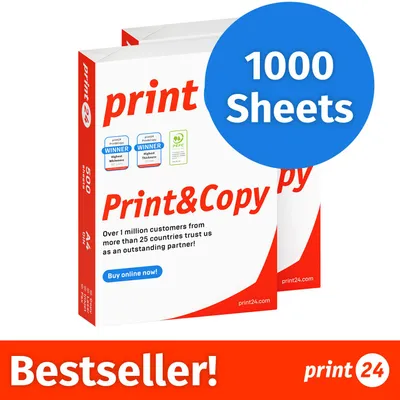 Zdjęcie produktu dla NOWOŚĆ: print24 Papier do drukarek i kopiarek 1000 arkuszy 2 x 500 A4 Premium Ekstrabiały CIE 160  PEFC
