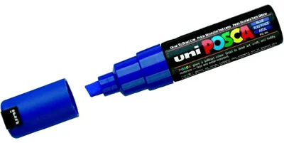Zdjęcie produktu dla POSCA PC-8K, Niebieski, Wielobarwny, 1 kol., Atrament na bazie wody, Końcówka ścięta, Okrągły
