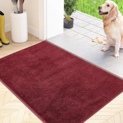 Immagine prodotto di Tappetino antiscivolo per interni, 60 x 90 cm, rosso, lavabile in lavatrice
