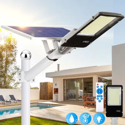 Obrázek produktu pro Solární pouliční osvětlení pro venkovní použití LED solární světlo od soumraku do úsvitu s dálkovým ovládáním IP65 Vodotěsný solární reflektor 60000lm