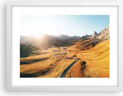 Produktbild von Gerahmtes Poster - Weißer Rahmen - Sonne Berge Weg - 40x30 cm - Wand Bild - Wanddeko - Wandbilder - Kunstposter - Wandposter - Bilderrahmen - Bilder - Kunstdruck - Wanddekoration - P2WAA40x30-4836