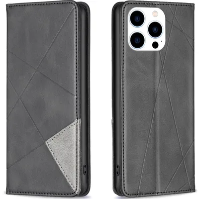 Produktbild von Mobigear Rhombus Slim iPhone 15 Pro Hülle Klapphülle - Schwarz
