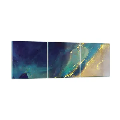 Produktbild von Bilder auf glas - 3 Teile - Gold Granate Abstraktion - 90x30cm - Glasbilder - Wandbilder - Bilder - zum Aufhängen bereit - Wanddekoration aus Glas - Glas Bilder - Wandbild auf Glas - GCA90x30-4753