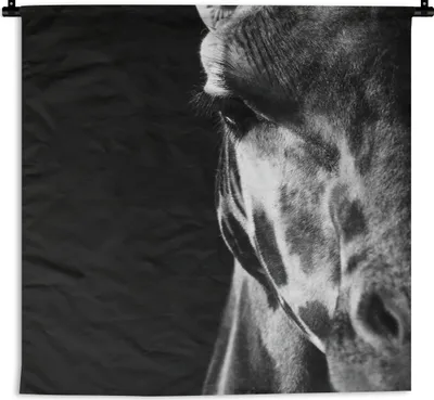 Produktbild von MuchoWow® Wandteppich Wandbehang Tierprofil Giraffe in schwarz und weiß 60x60 cm Tapisserie Dekoration Wandtuch - Dekorationen - Wand Decke