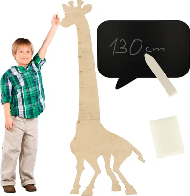 Immagine prodotto di Crescita giraffa in legno misura 125 cm legno naturale + lavagna 32 x 44 cm