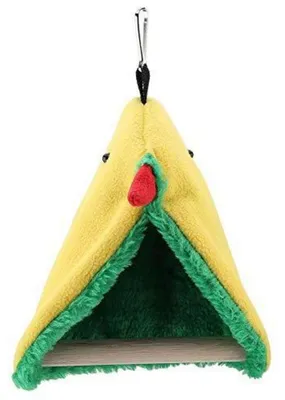 Image de Hamac en peluche avec barre en bois, idéal pour les perruches ondulées et les perruches ondulées