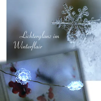 Produktbild von LED Lichterkette 20 flammig batteriebetrieben für innen Tisch-Weihnachtsdekoration : Schneeflocke