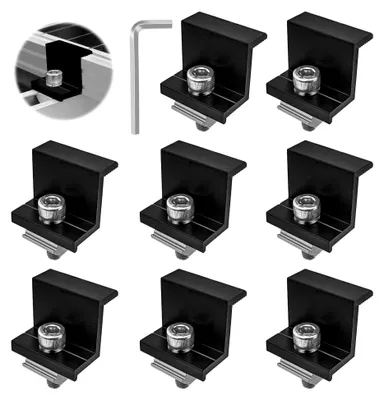 Produktbild von 8 Stück Solarmodul-Klemmen 30 mm Schwarz, Aluminium Solar Klemme, Z-Halterung für Wohnmobile, Dächer, Camping