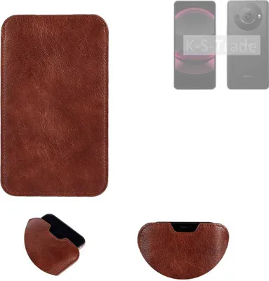 Produktbild von K-S-Trade Schutzhülle Handyhülle kompatibel mit Sharp Aquos R8 Pro Handytasche Kunstleder Sleeve in braun