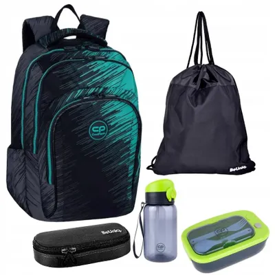 Produktbild von Schulrucksack RIFT CoolPack - 5-Teiliges Set schwarz - mint