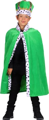 Produktbild von T2868-0300 grün Kinder Junge Mädchen Frosch Froschkönig Königsmantel Prinzen Cape ca.80 cm lang
