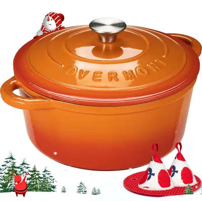 Obrázek produktu pro Overmont Schmortopf, litinový hrnec, 26 cm - smaltovaný pekáč s poklicí, vhodný do trouby
