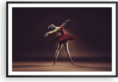 Produktbild von Gerahmtes Poster - Schwarzer Rahmen - Ballerina Rot Kleid - 91,5x61 cm - Wand Bild - Wanddeko - Wandbilder - Kunstposter - Wandposter - Bilderrahmen - Bilder - Kunstdruck - Wandbild - P2BAA91x61-4336