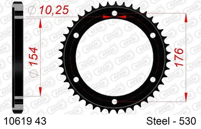 Produktbild von AFAM Kettenrad 10619-43 Hinten Stahl