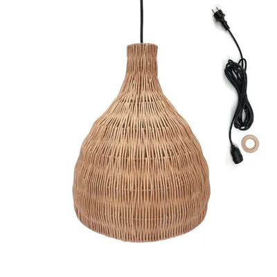 Immagine prodotto di BELLA OUTDOOR CABLE lampada a sospensione da esterno in rattan naturale in stile bohémien lunghezza cavo 5m